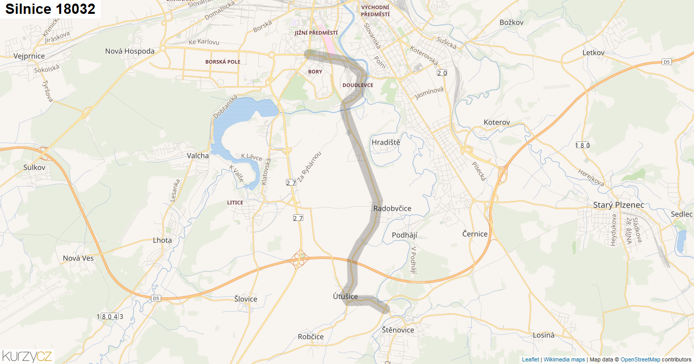 Silnice 18032 - mapa Silnice 18032