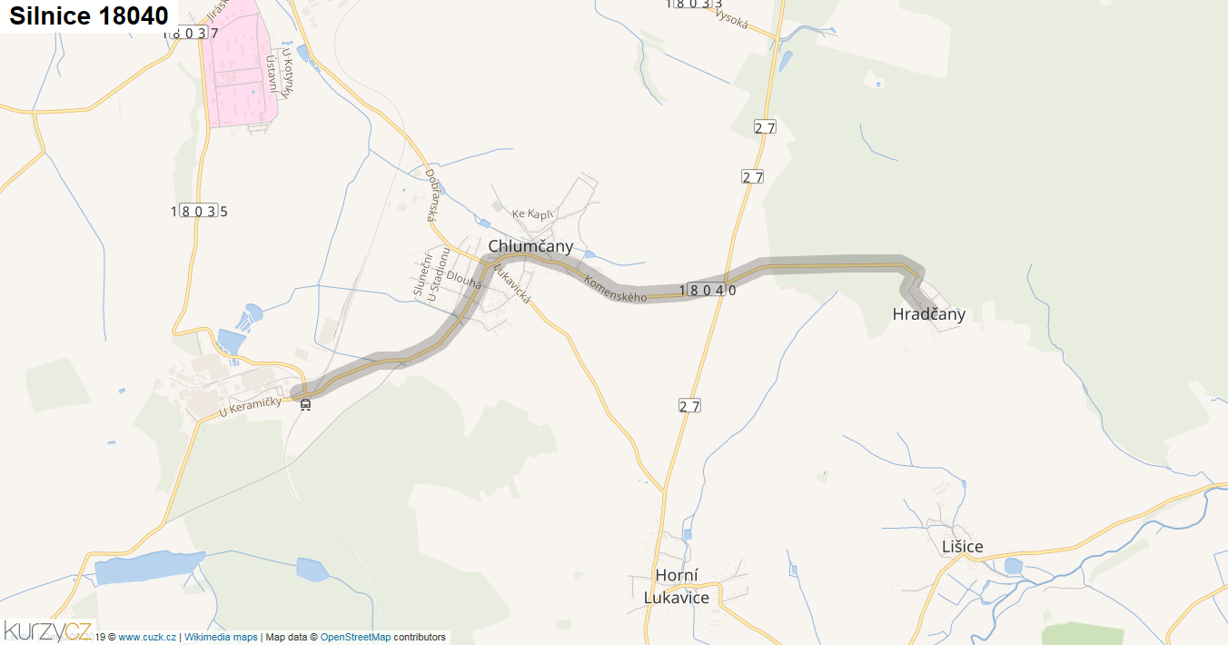 Silnice 18040 - mapa Silnice 18040