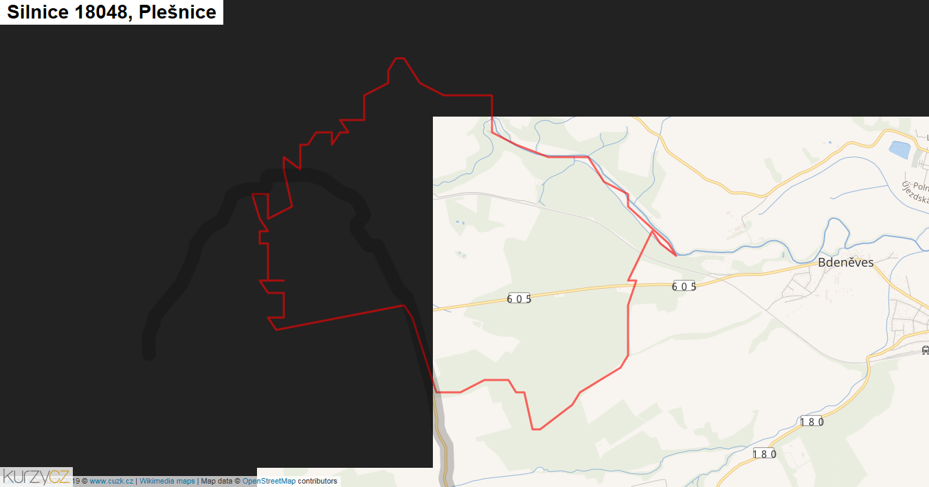 Plešnice, Silnice 18048 - Mapa