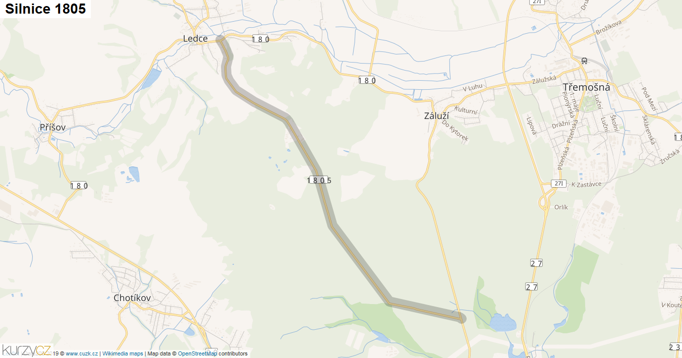 Silnice 1805 - mapa Silnice 1805