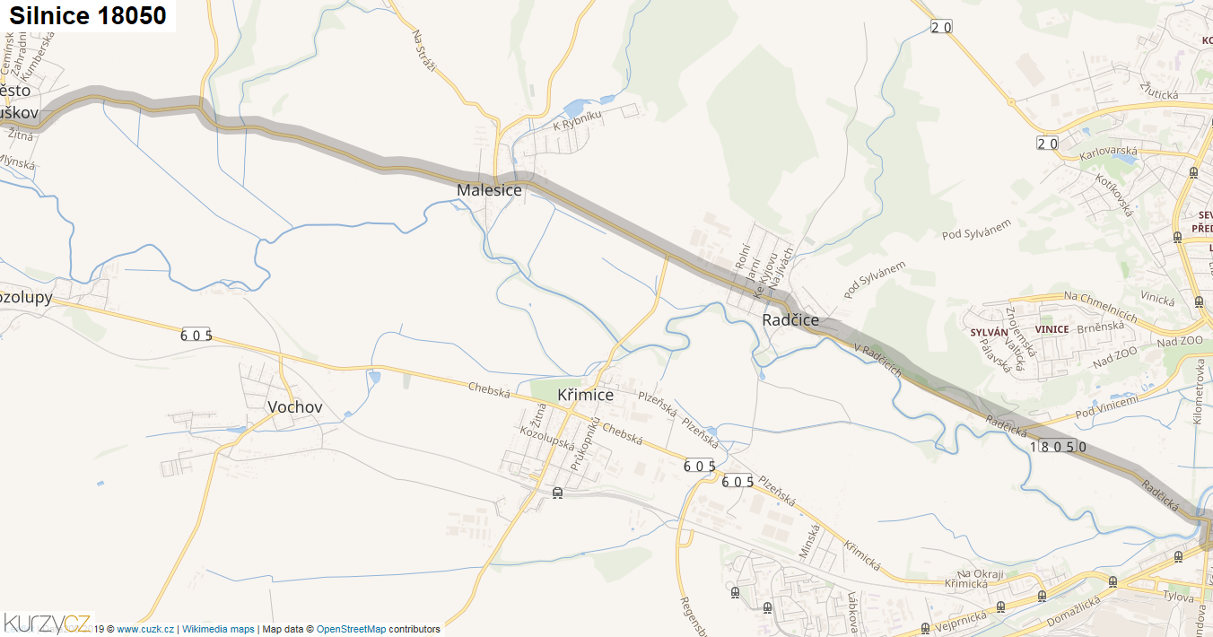 Silnice 18050 - mapa Silnice 18050