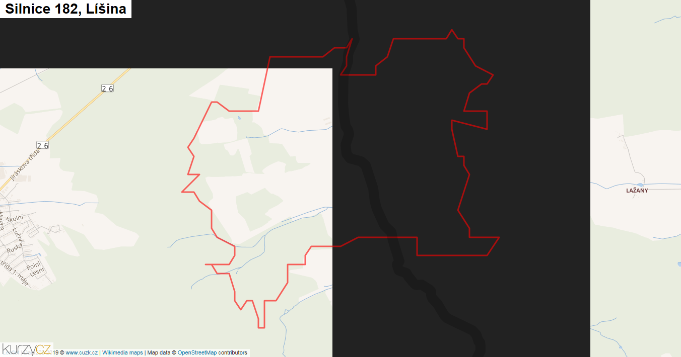 Líšina, Silnice 182 - Mapa
