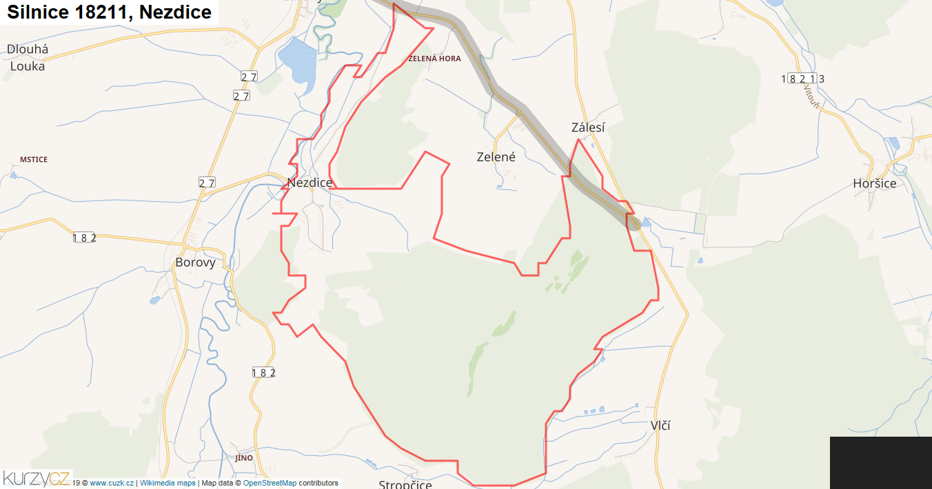Nezdice, Silnice 18211 - Mapa