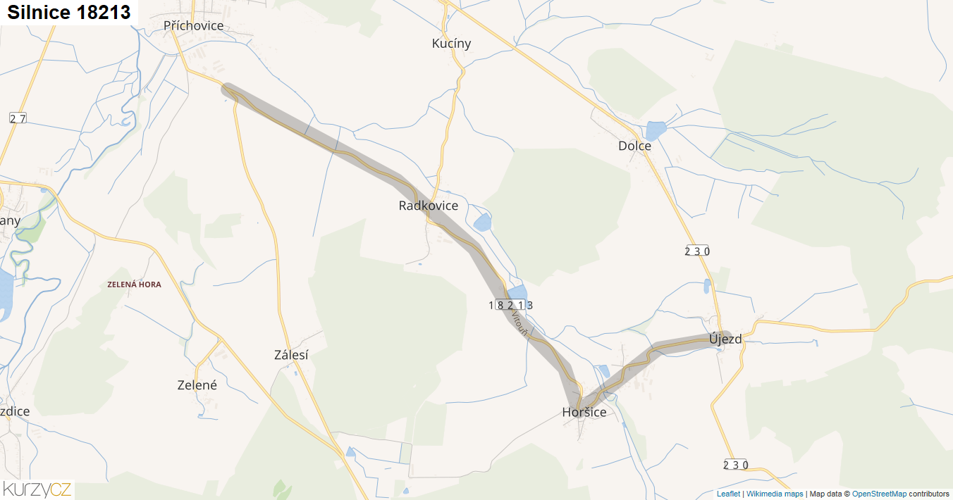 Silnice 18213 - mapa Silnice 18213