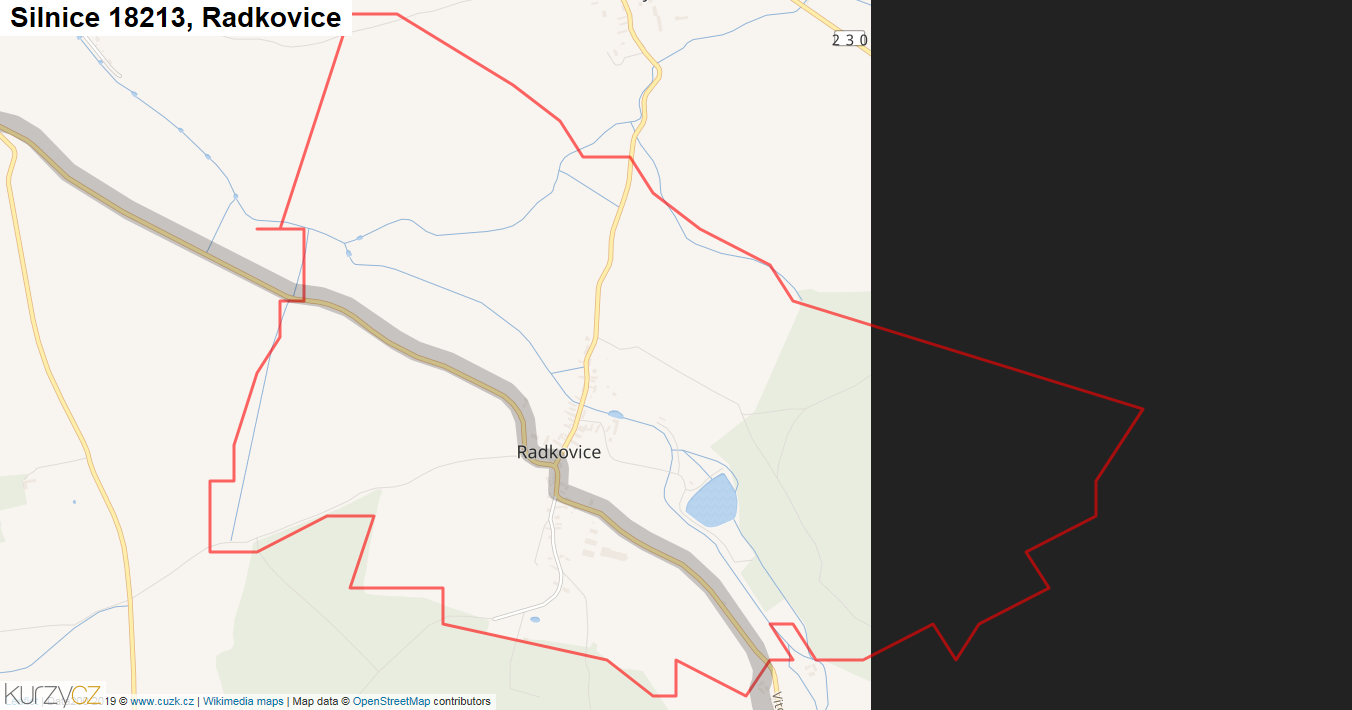 Radkovice, Silnice 18213 - Mapa
