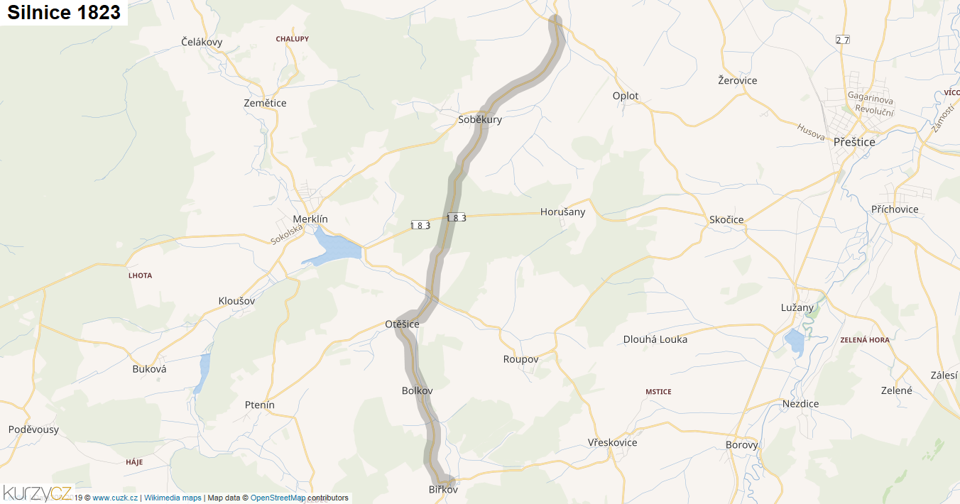 Silnice 1823 - mapa Silnice 1823
