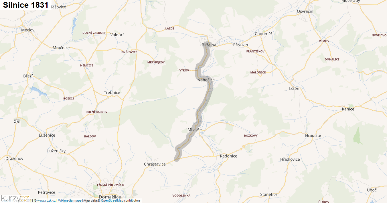 Silnice 1831 - mapa Silnice 1831