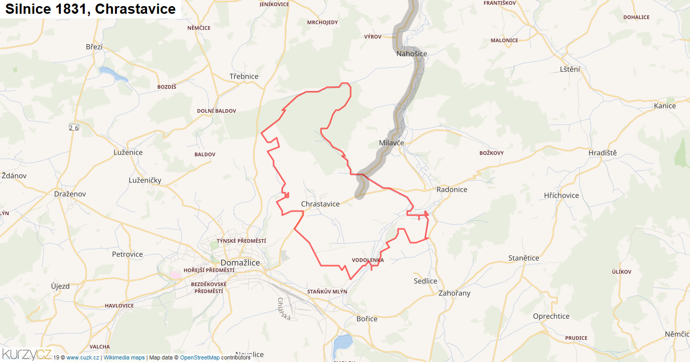 Chrastavice, Silnice 1831 - Mapa