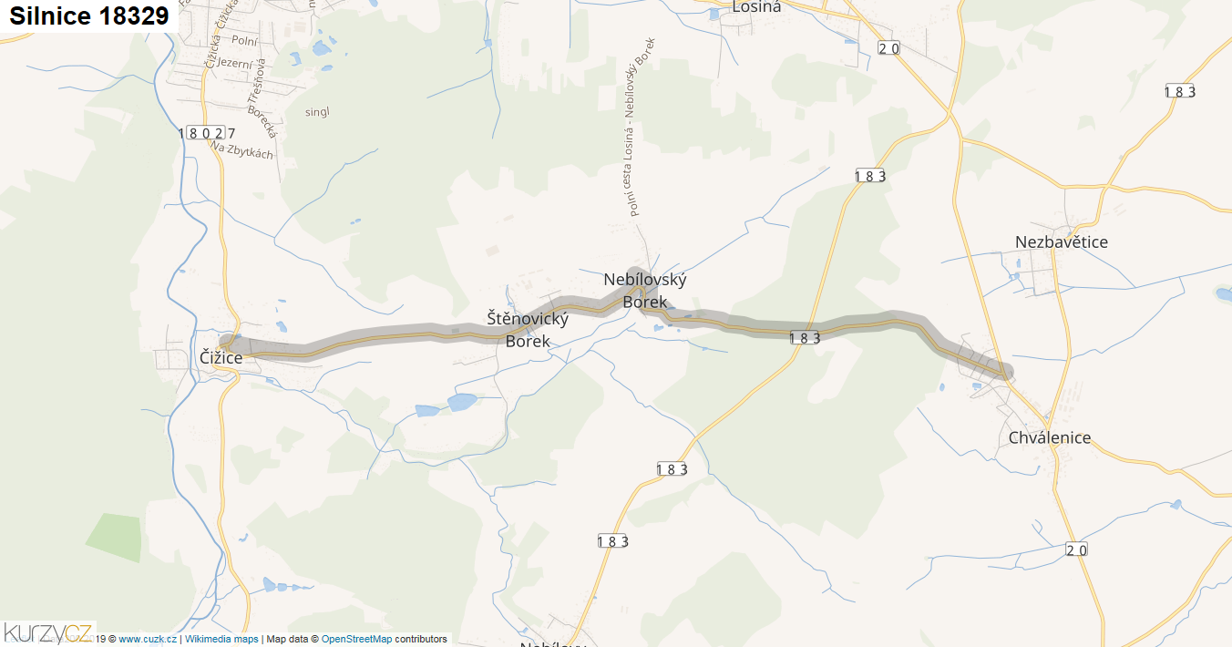 Silnice 18329 - mapa Silnice 18329
