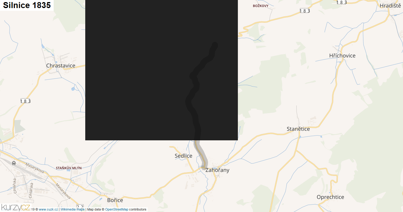 Silnice 1835 - mapa Silnice 1835