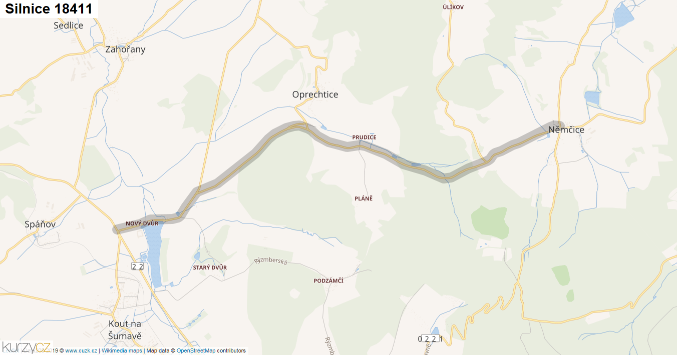 Silnice 18411 - mapa Silnice 18411