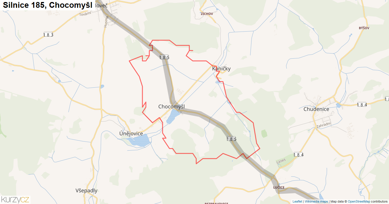 Chocomyšl, Silnice 185 - Mapa