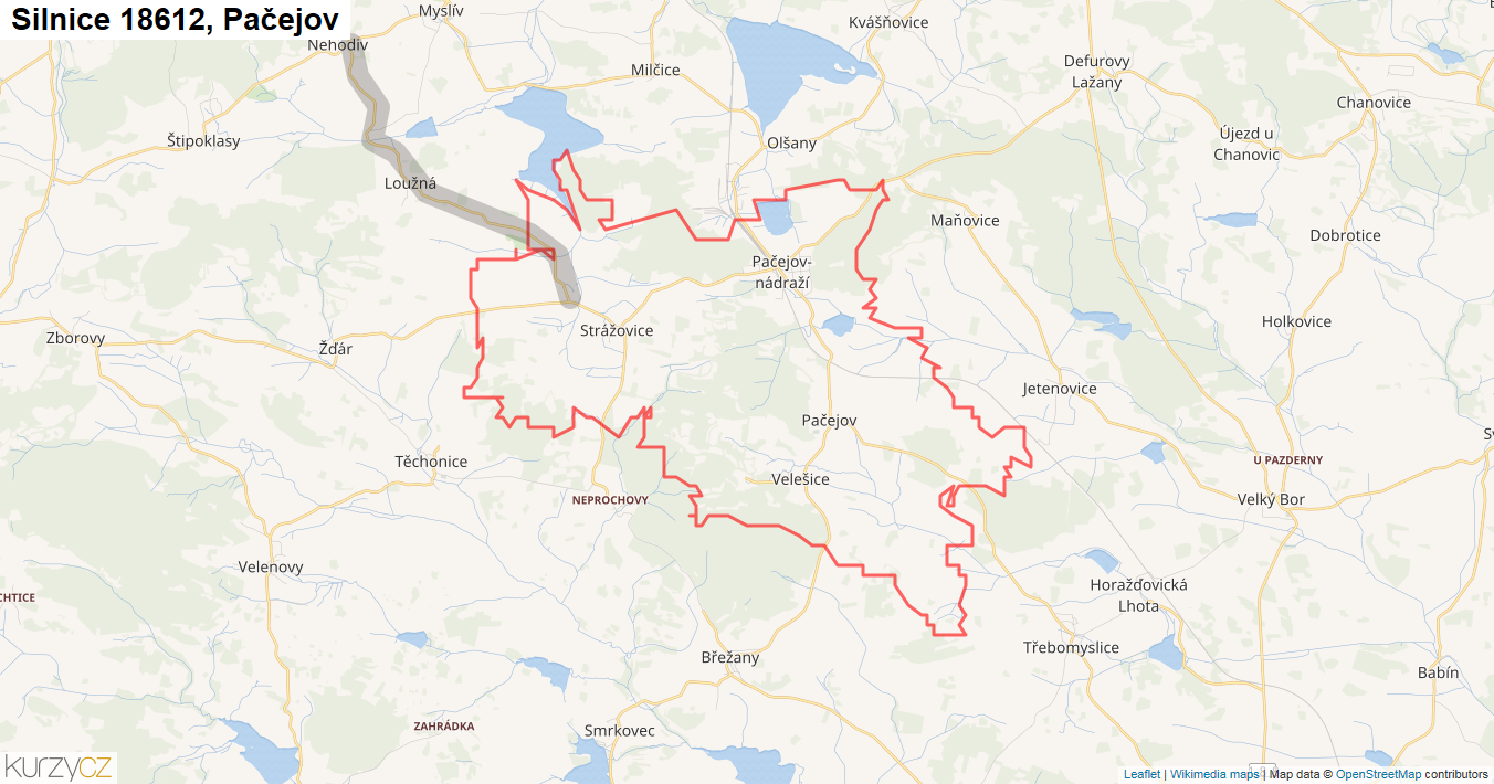 Pačejov, Silnice 18612 - Mapa