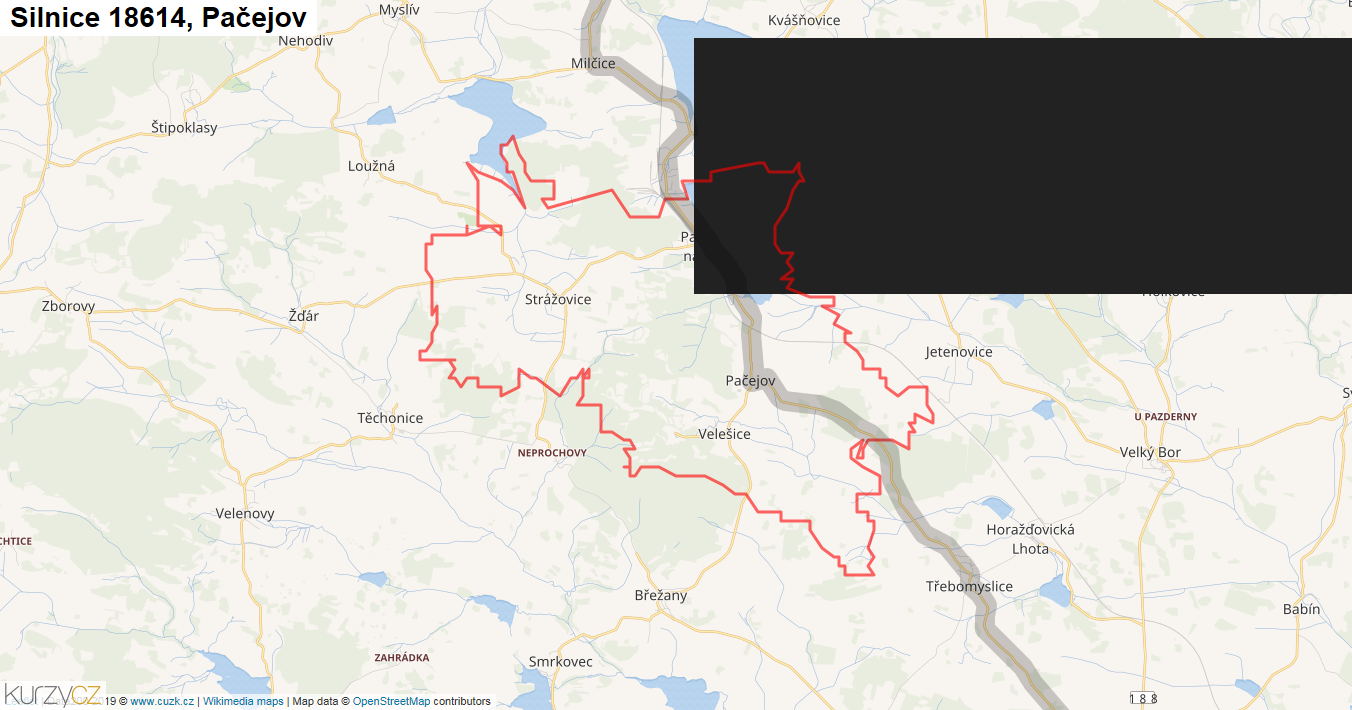 Pačejov, Silnice 18614 - Mapa