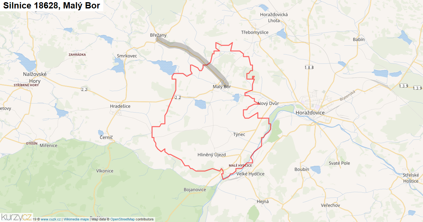 Malý Bor, Silnice 18628 - Mapa