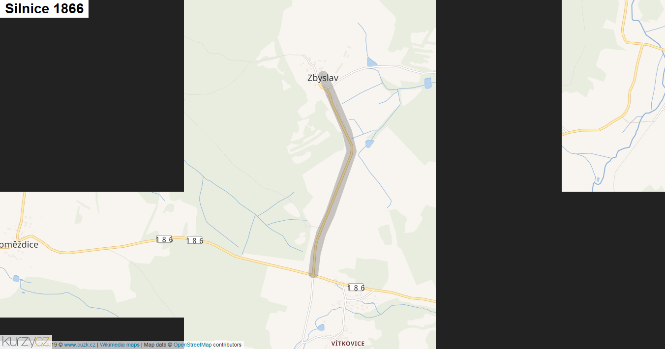 Silnice 1866 - mapa Silnice 1866