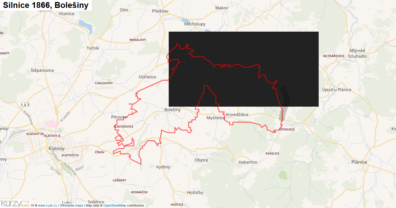 Bolešiny, Silnice 1866 - Mapa