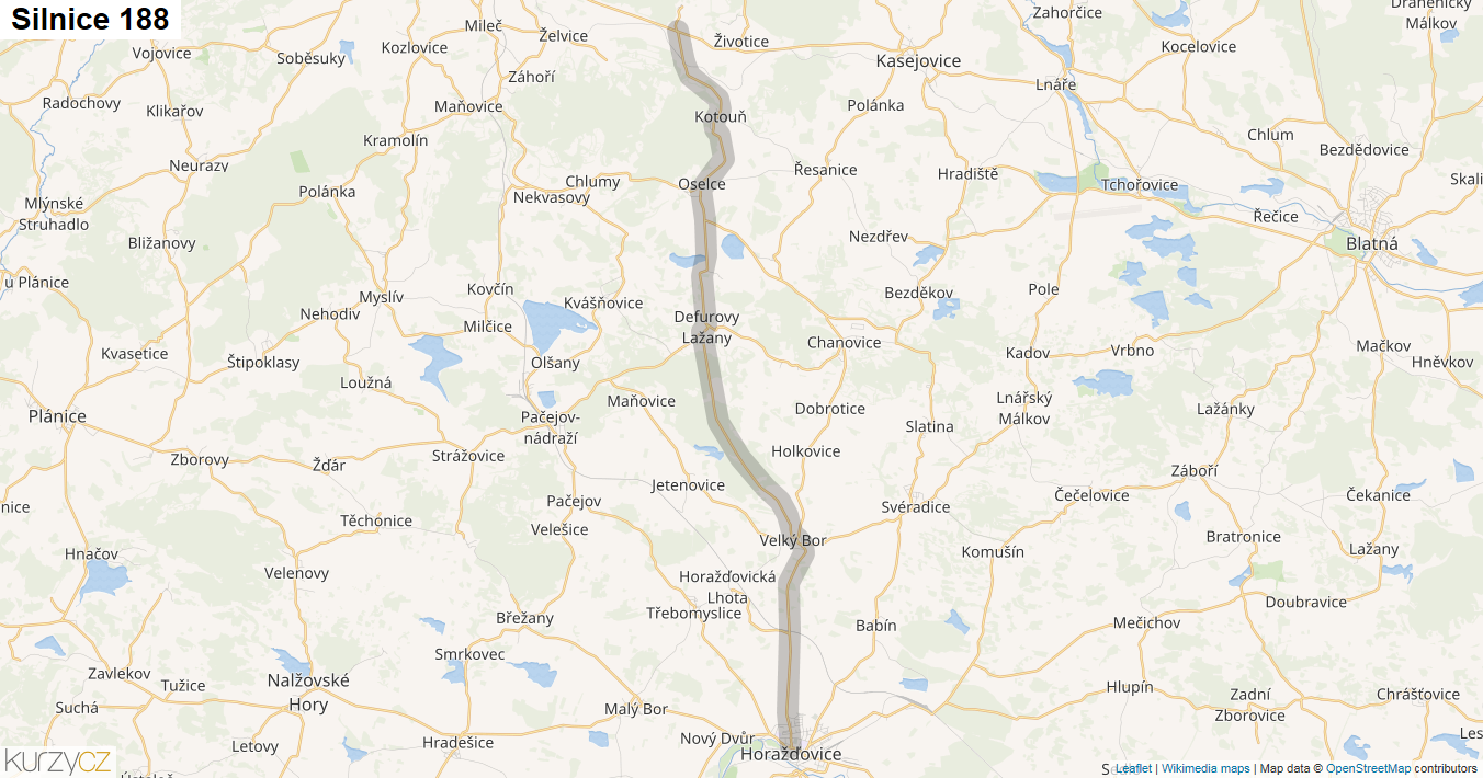 Silnice 188 - mapa Silnice 188