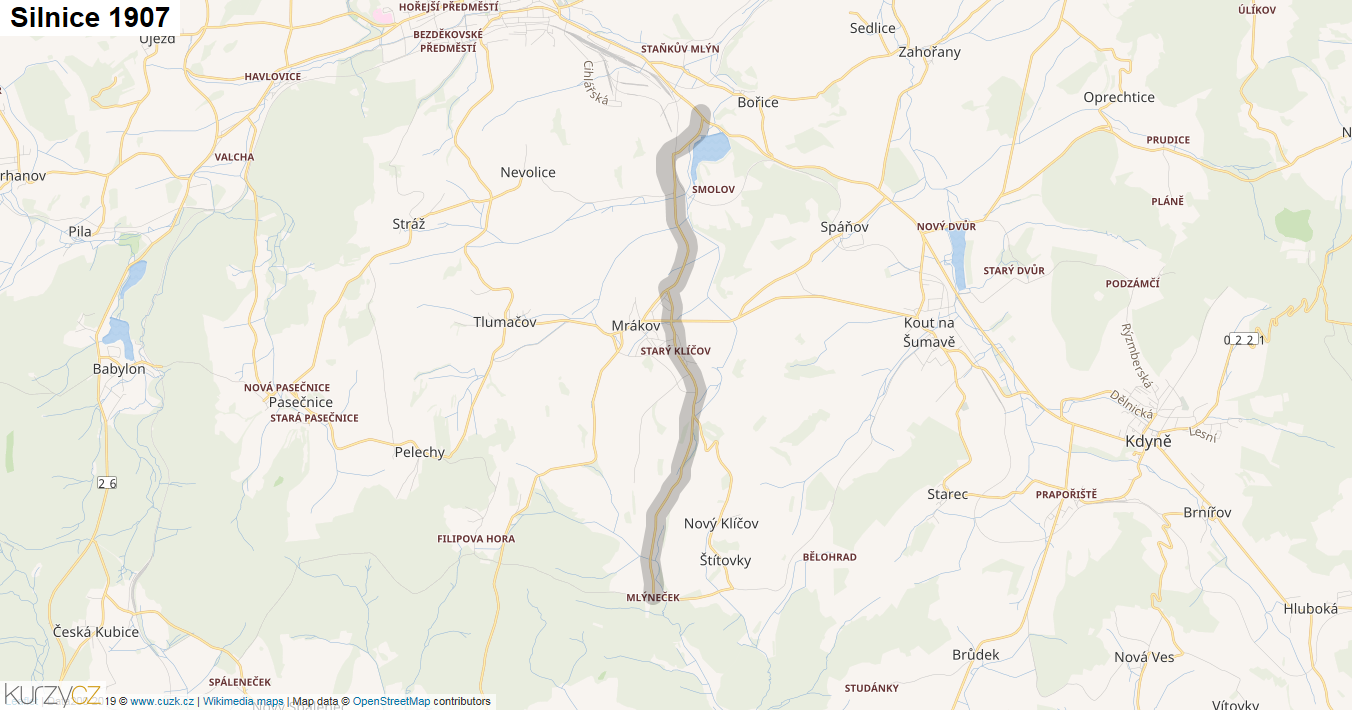 Silnice 1907 - mapa Silnice 1907