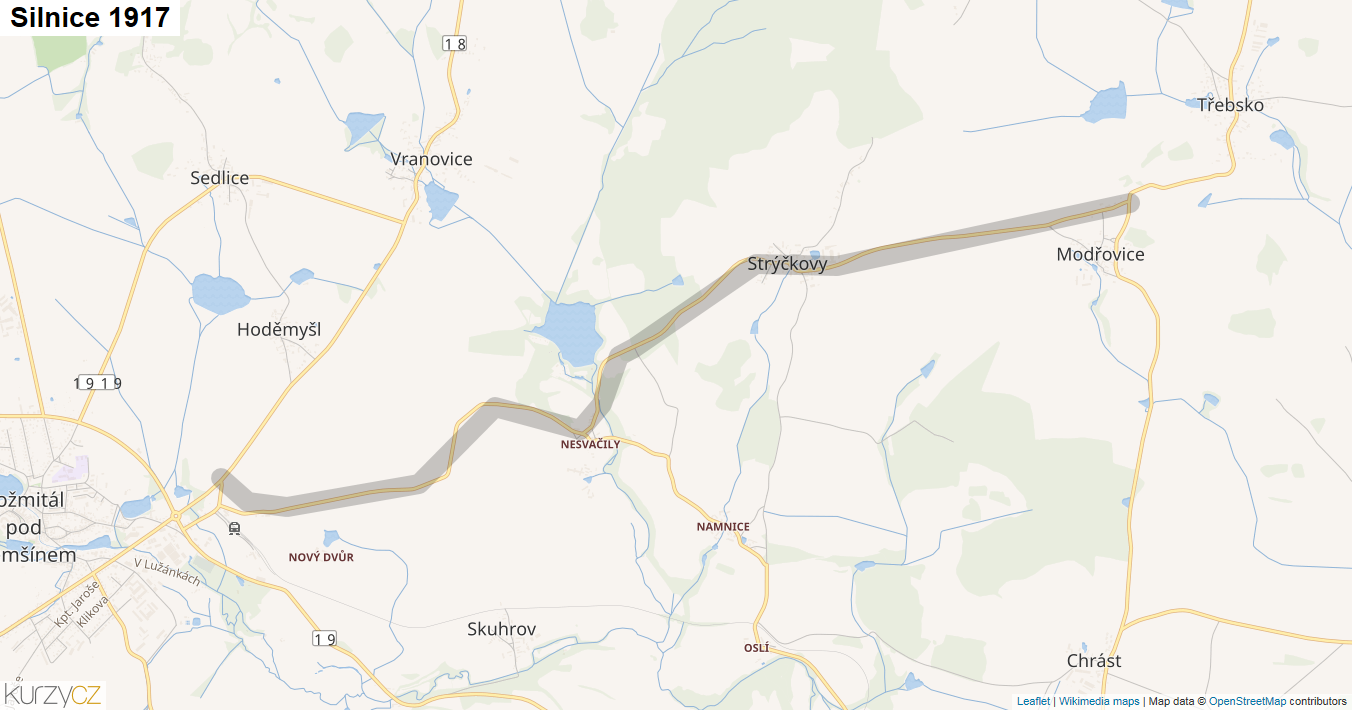 Silnice 1917 - mapa Silnice 1917