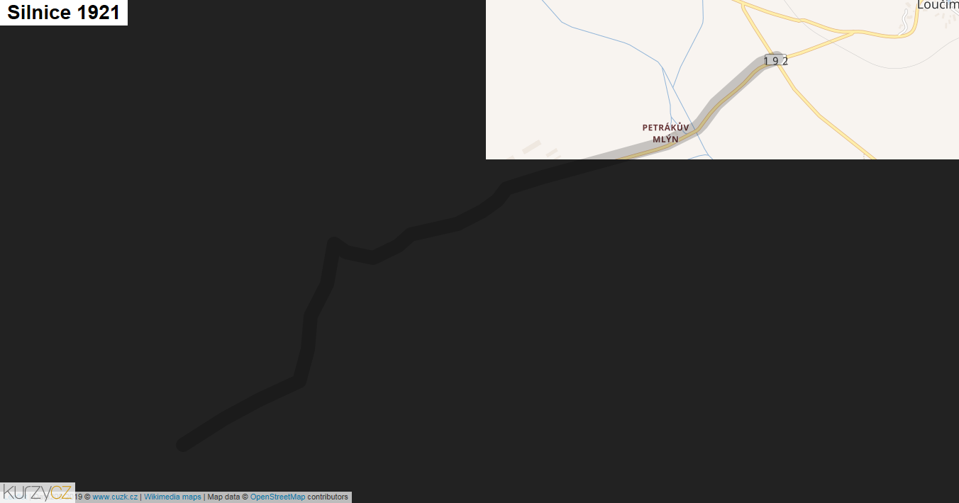 Silnice 1921 - mapa Silnice 1921