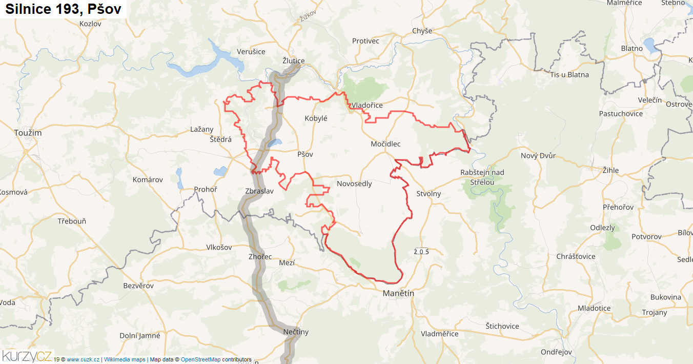 Pšov, Silnice 193 - Mapa