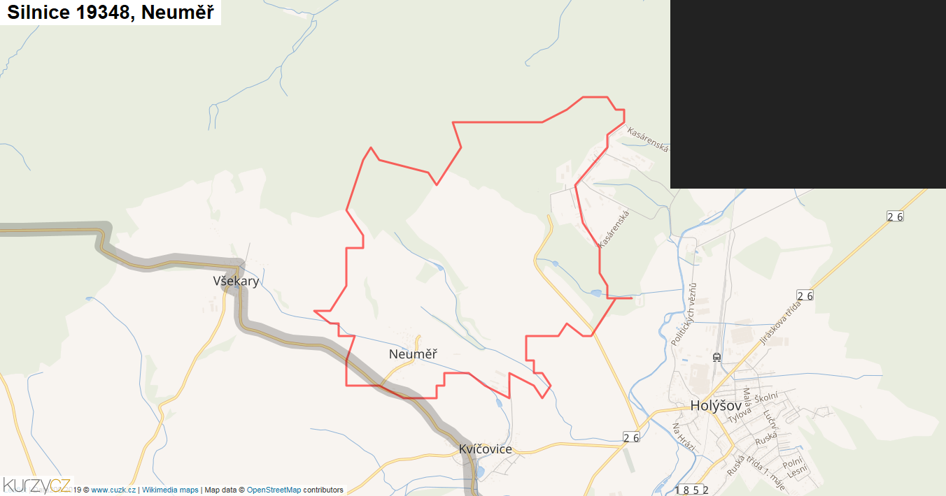Neuměř, Silnice 19348 - Mapa