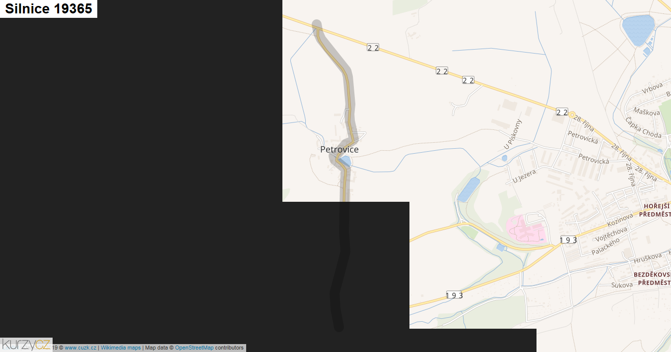 Silnice 19365 - mapa Silnice 19365