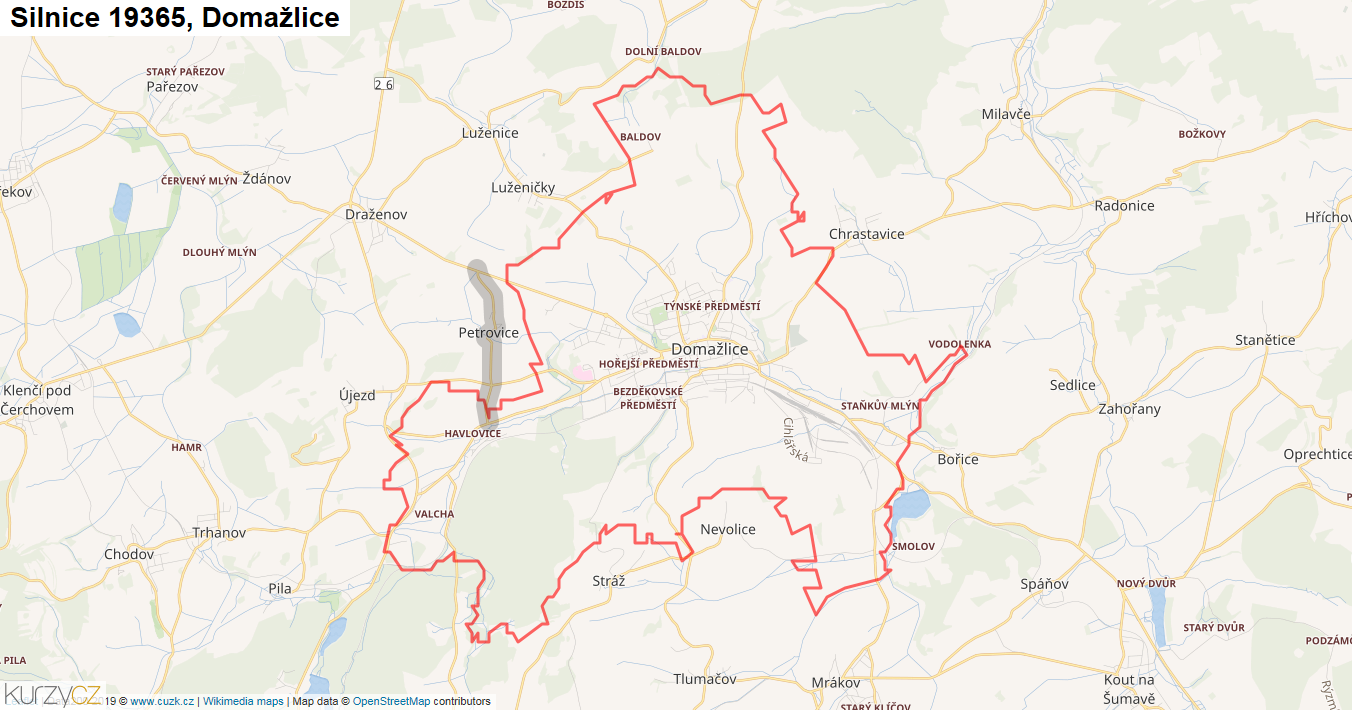 Domažlice, Silnice 19365 - Mapa