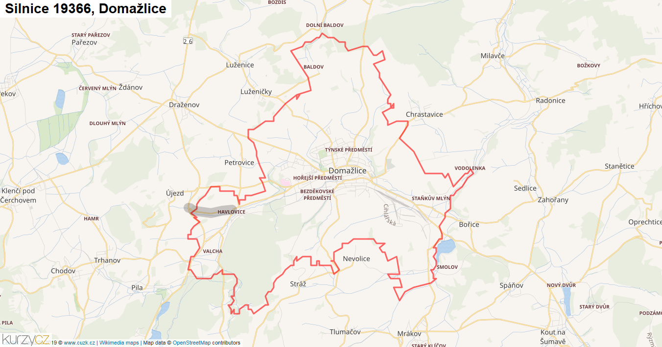 Domažlice, Silnice 19366 - Mapa