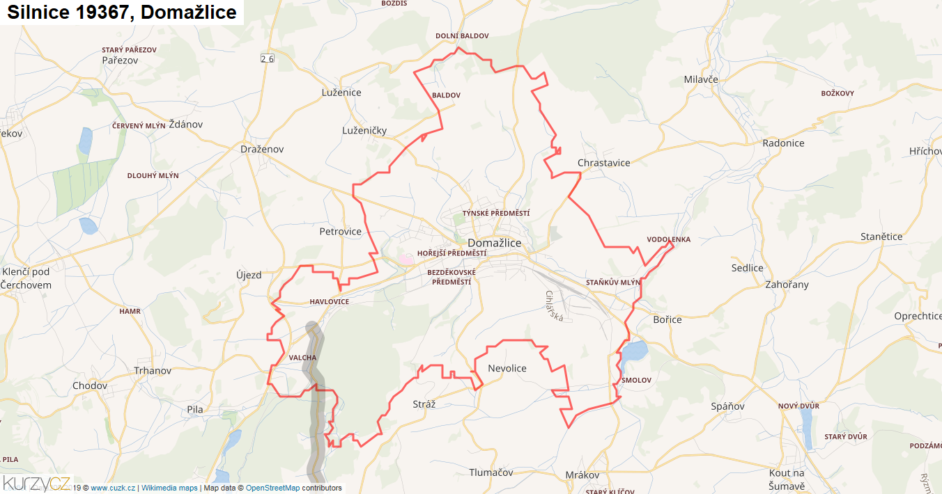 Domažlice, Silnice 19367 - Mapa
