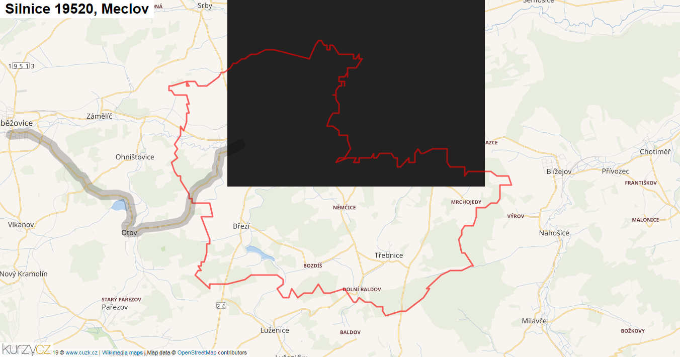 Meclov, Silnice 19520 - Mapa