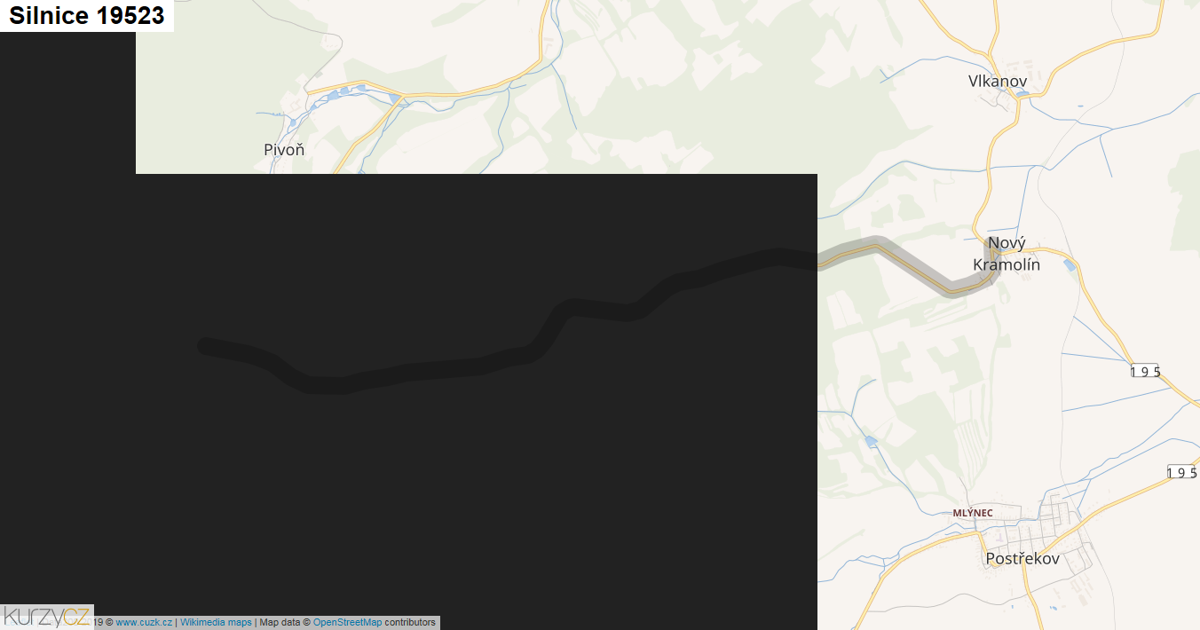 Silnice 19523 - mapa Silnice 19523