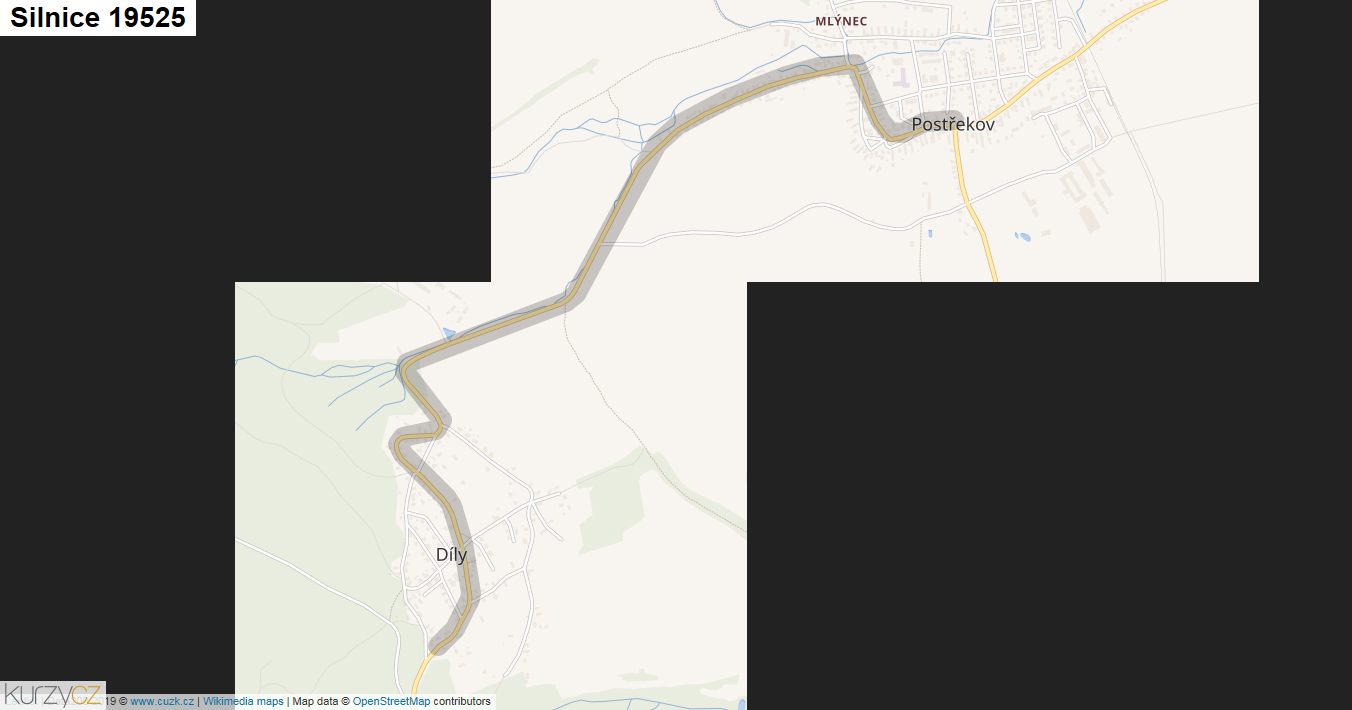 Silnice 19525 - mapa Silnice 19525