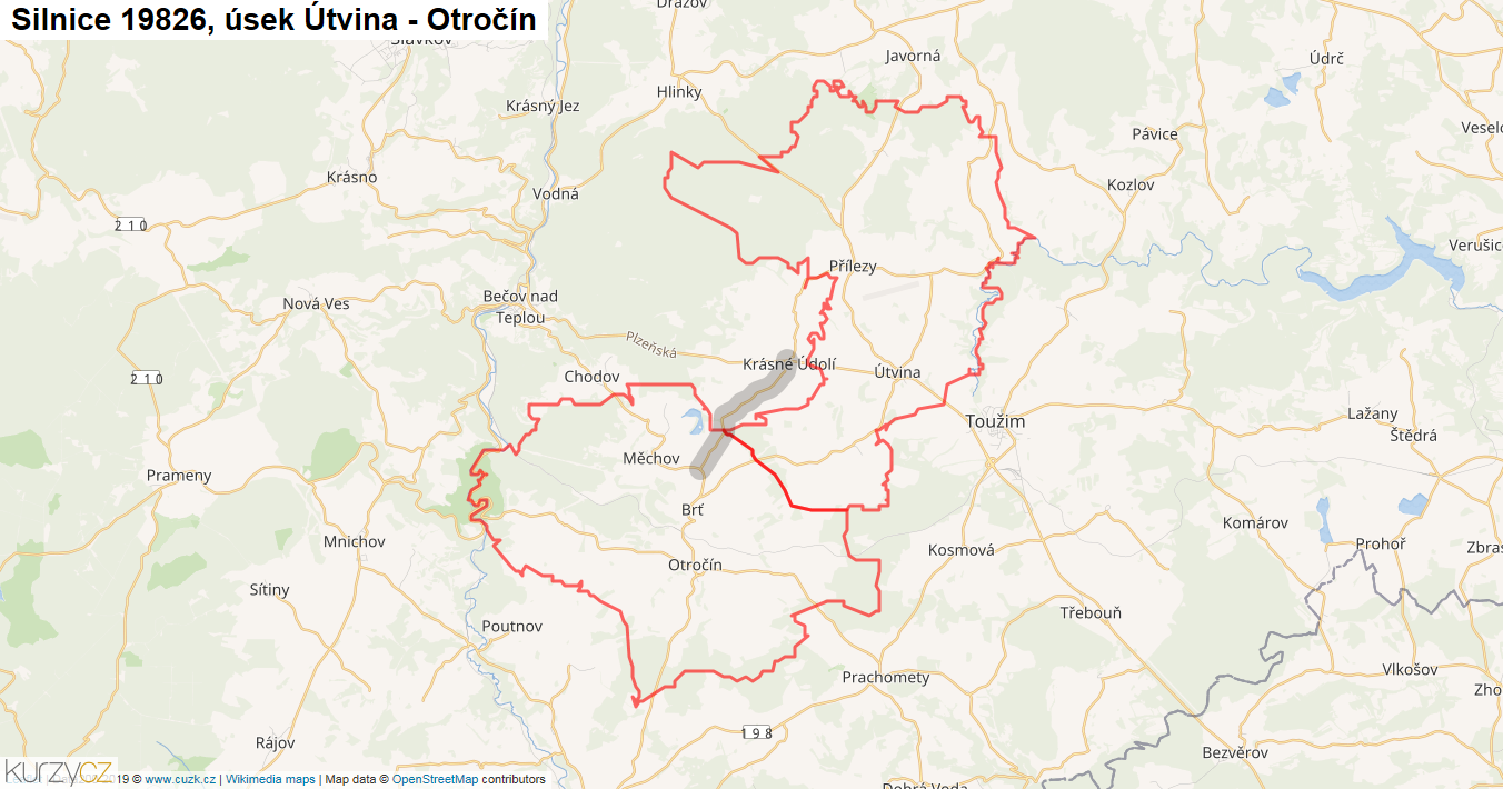 Úsek Útvina - Otročín, Silnice 19826 - Mapa