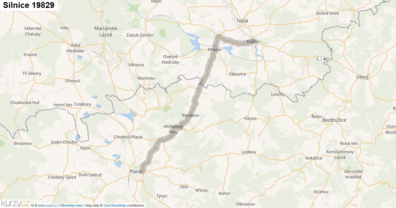 Silnice 19829 - mapa Silnice 19829