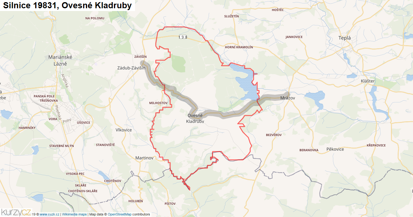 Ovesné Kladruby, Silnice 19831 - Mapa