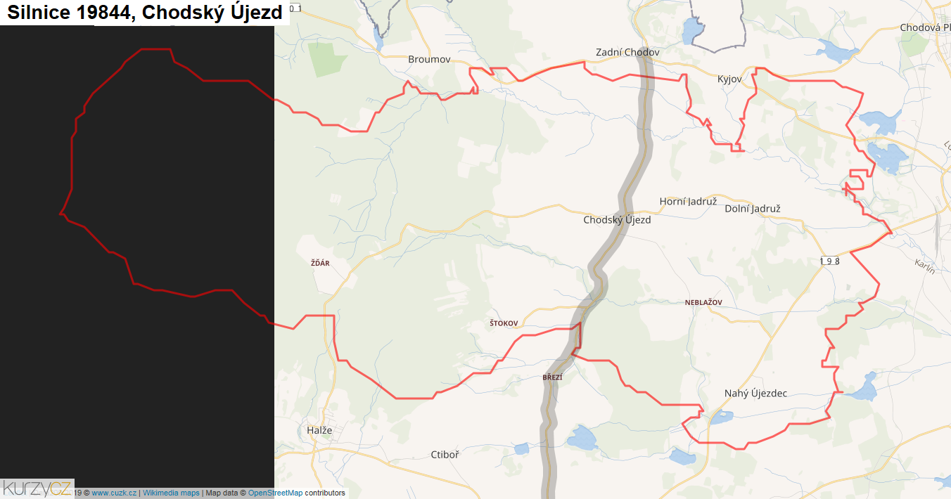 Chodský Újezd, Silnice 19844 - Mapa