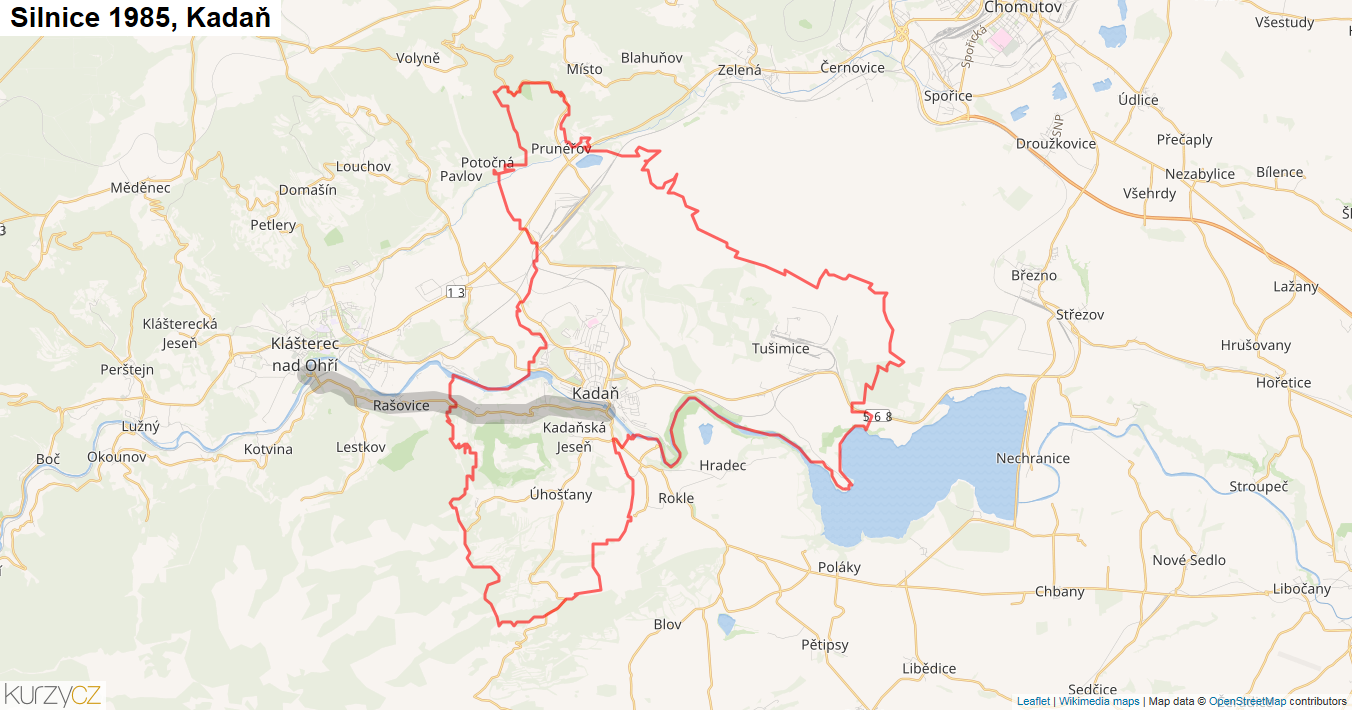 Kadaň, Silnice 1985 - Mapa