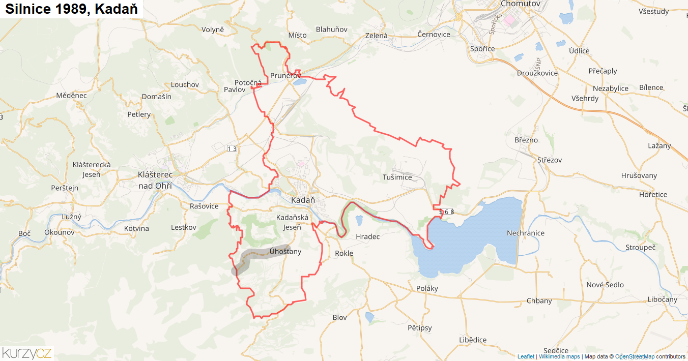 Kadaň, Silnice 1989 - Mapa