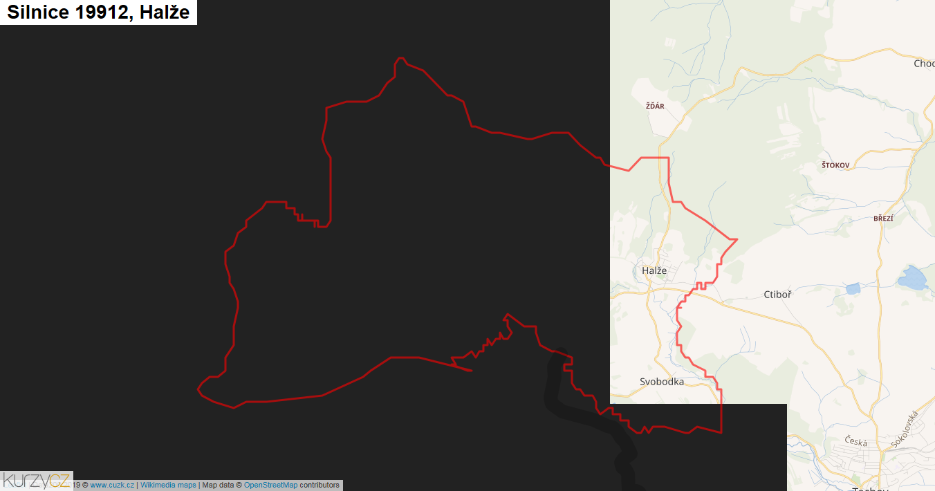Halže, Silnice 19912 - Mapa