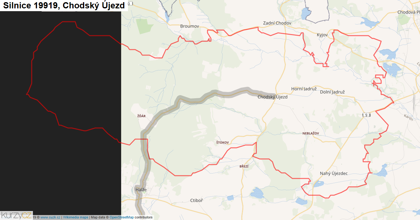 Chodský Újezd, Silnice 19919 - Mapa
