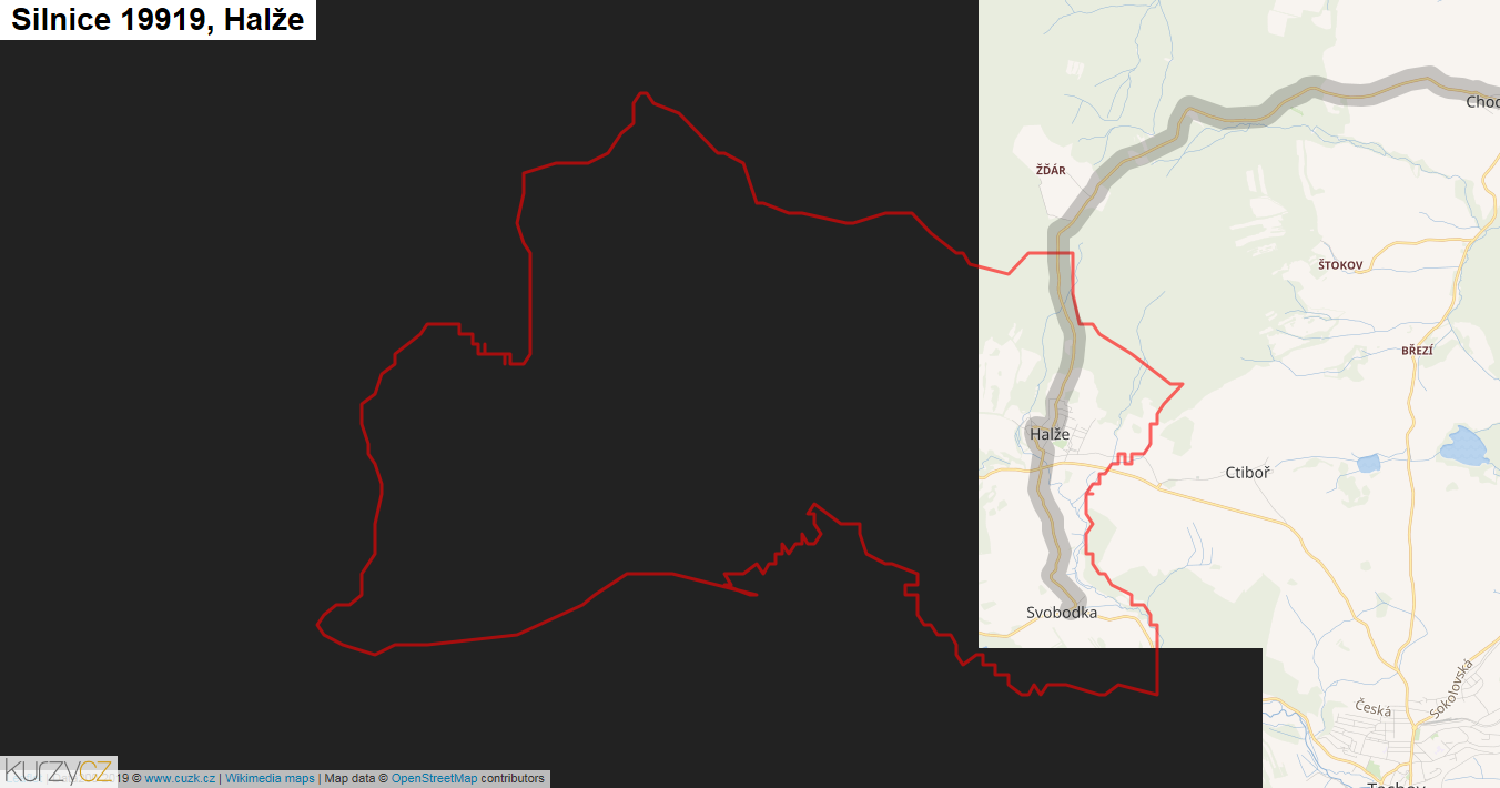 Halže, Silnice 19919 - Mapa