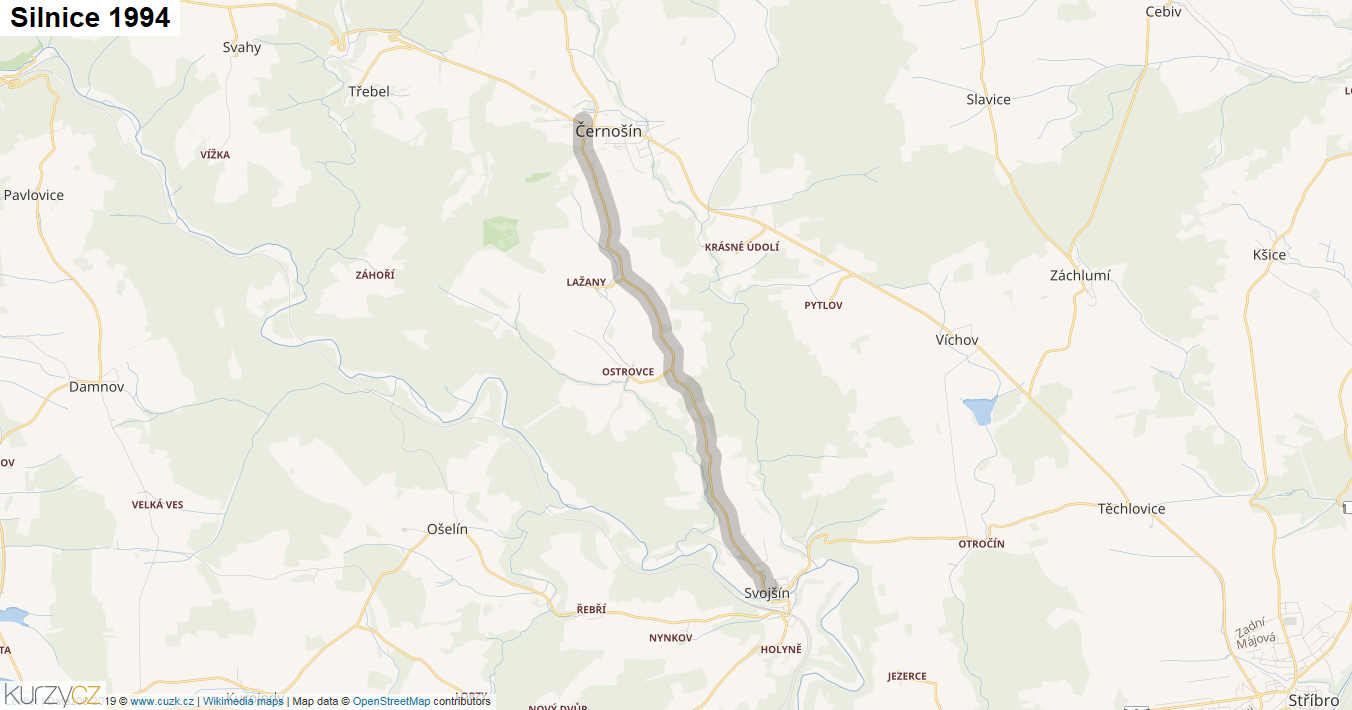 Silnice 1994 - mapa Silnice 1994