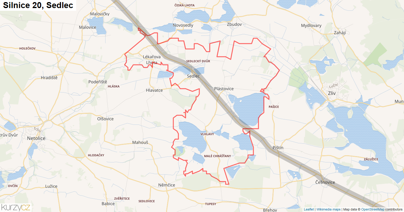 Sedlec, Silnice 20 - Mapa