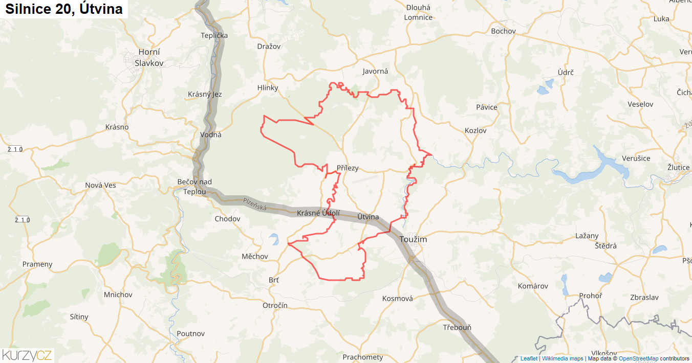 Útvina, Silnice 20 - Mapa