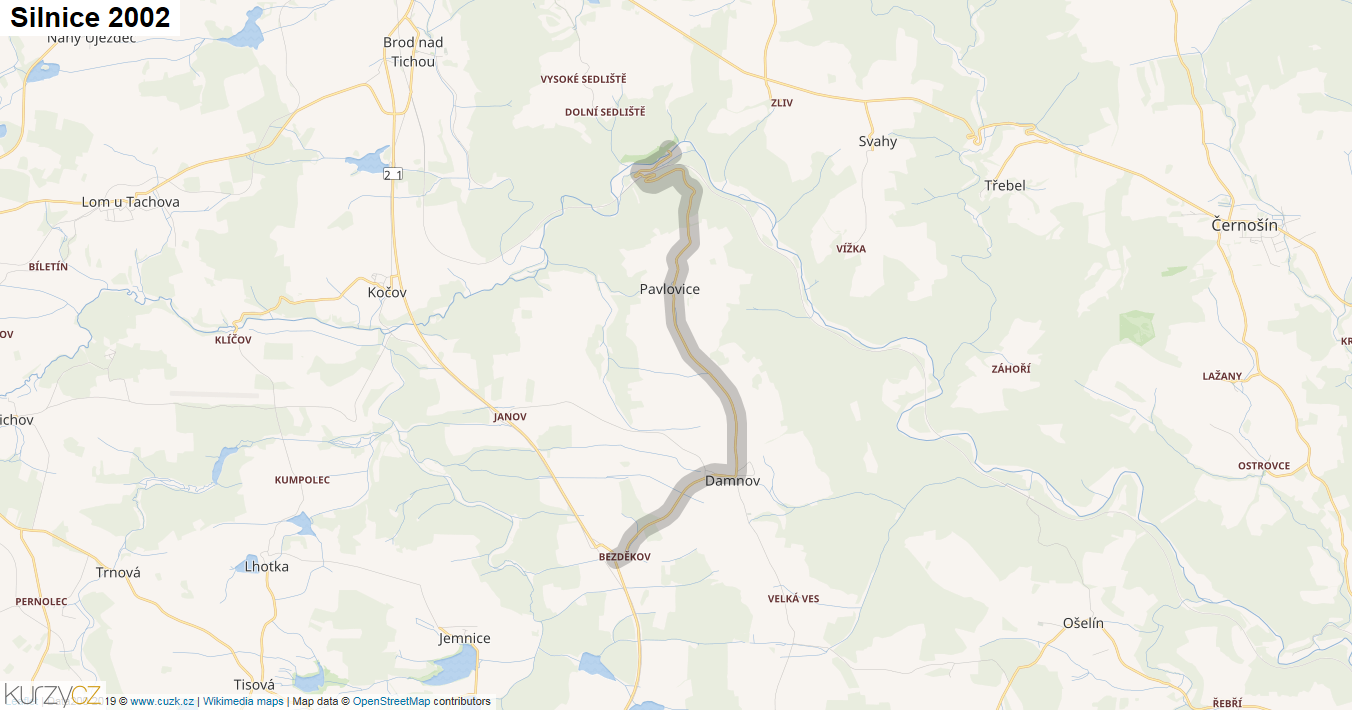 Silnice 2002 - mapa Silnice 2002