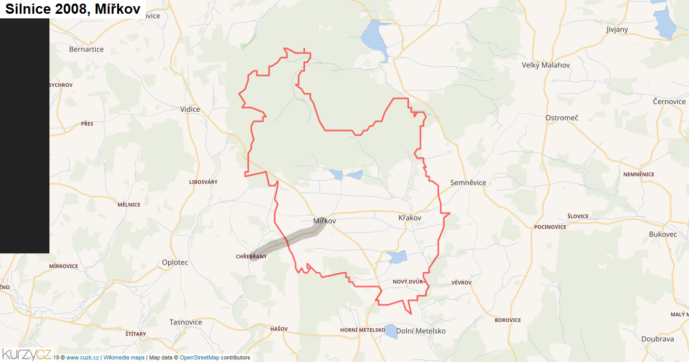 Mířkov, Silnice 2008 - Mapa