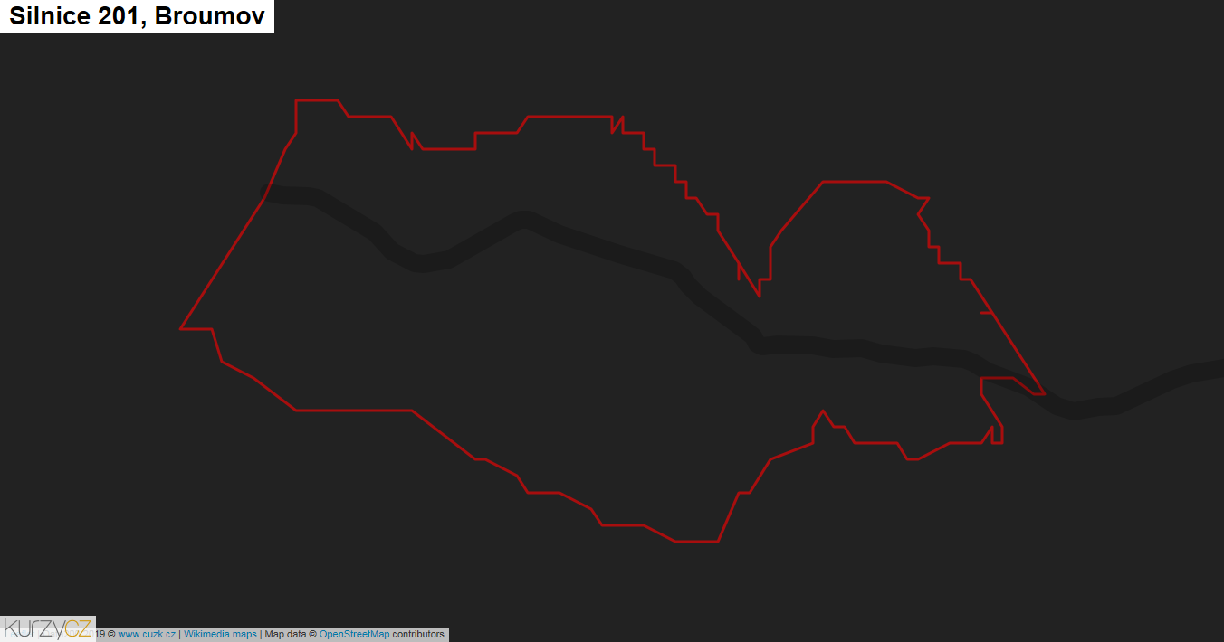 Broumov, Silnice 201 - Mapa
