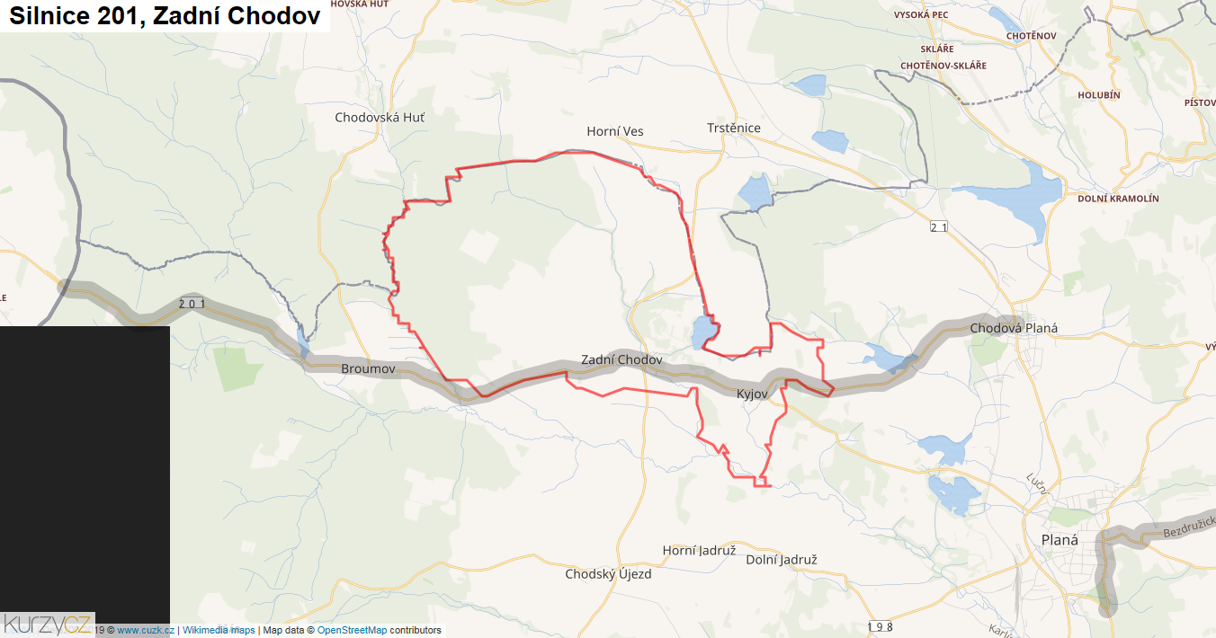 Zadní Chodov, Silnice 201 - Mapa